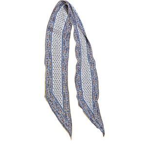 XIIX Karat Scarf Skinny Neck Head‎ Ponytail Tie Cream Blue Brown Floral Cottage